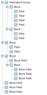 screenshot of items arranged in a tree structure with plus signs to expand/collapse groups